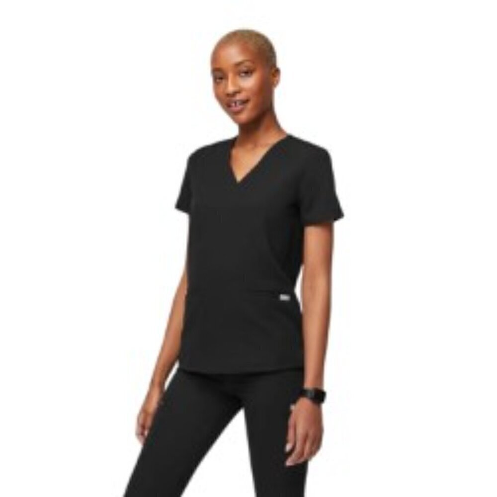 Figs Black Casma Three Pocket Scrub Top XXLarge